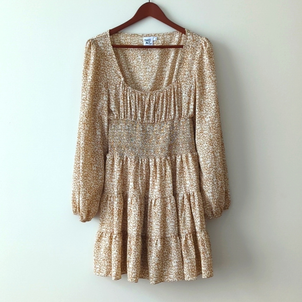 Princess Polly Devante babydoll‎ smocked floral tiered mini dress